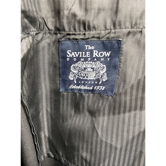 Savile Row Pants Mens Sz 40W Black Strand Straight Leg *Un-hemmed*‎ Pockets - Picture 6 of 9